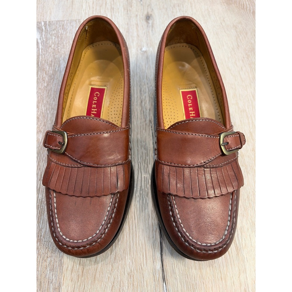 Cole Haan Mens Brown Leather Kiltie Monk Strap Loafers Size 7 D C03757